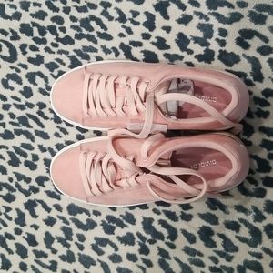 Pink microsuede sneakers